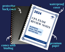Load image into Gallery viewer, 2024 | CPA Exam Review Notes - BAR | Printed & Shipped | 35 Pages | Business Analysis and Reporting | 2024 Edition