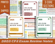 Load image into Gallery viewer, 2025 | CPA Exam Review Notes - 3 Core Sections Bundle | Printed & Shipped | 115 Pages | 2025 Edition