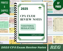 Load image into Gallery viewer, 2025 | CPA Exam Review Notes - 3 Core Sections Bundle | Printed & Shipped | 115 Pages | 2025 Edition