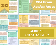 Load image into Gallery viewer, 2024 | CPA Exam Review Notes - AUD | Digital Download | 37 Pages | Auditing and Attestation | 2024 Edition
