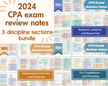 Load image into Gallery viewer, 2024 | CPA Exam Review Notes - 3 Discipline Sections Bundle | Digital Download | 100 Pages | 2024 Edition
