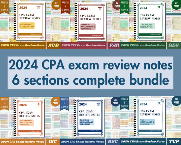 2024 CPA Exam Review Notes - 6 Sections Complete Bundle - AUD, FAR 