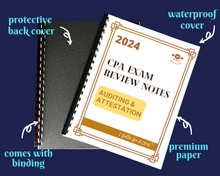 Load image into Gallery viewer, 2024 | CPA Exam Review Notes - AUD | Printed &amp; Shipped | 37 Pages | Auditing and Attestation | 2024 Edition
