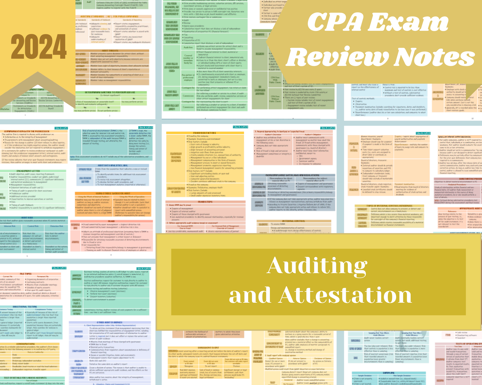 2024 CPA Exam Review Notes 3 Core Sections AUD, FAR, REG I Gotta