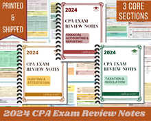 Load image into Gallery viewer, 2024 | CPA Exam Review Notes - 3 Core Sections Bundle | Printed &amp; Shipped | 113 Pages | 2024 Edition
