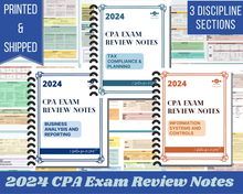 Load image into Gallery viewer, 2024 | CPA Exam Review Notes - 3 Discipline Sections Bundle | Printed &amp; Shipped| 100 Pages | 2024 Edition
