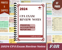 Load image into Gallery viewer, 2024 | CPA Exam Review Notes - FAR | Printed &amp; Shipped | 39 Pages | Financial Accounting and Reporting | 2024 Edition
