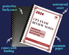 Load image into Gallery viewer, 2024 | CPA Exam Review Notes - FAR | Printed &amp; Shipped | 39 Pages | Financial Accounting and Reporting | 2024 Edition
