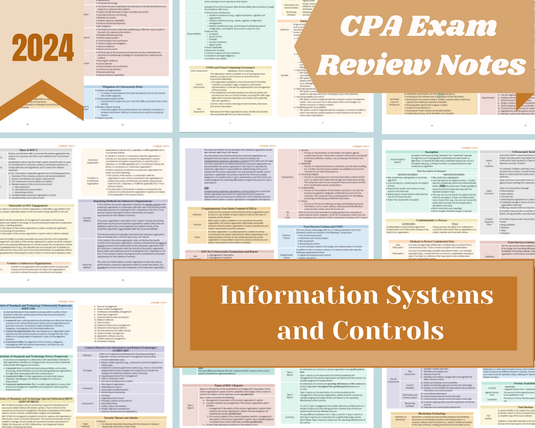 2024 | CPA Exam Review Notes - ISC | Digital Download | 32 Pages | Information Systems and Controls | 2024 Edition