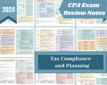 Load image into Gallery viewer, 2024 | CPA Exam Review Notes - TCP | Digital Download | 33 Pages | Tax Compliance and Planning | 2024 Edition
