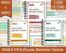 Load image into Gallery viewer, 2025 | CPA Exam Review Notes - 3 Core Sections Bundle | Printed &amp; Shipped | 115 Pages | 2025 Edition
