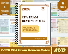 Load image into Gallery viewer, 2026 | CPA Exam Review Notes - AUD | Printed &amp; Shipped | 37 Pages | Auditing and Attestation | 2026 Edition
