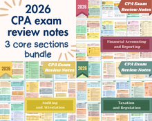 Load image into Gallery viewer, 2026 | CPA Exam Review Notes - 3 Core Sections Bundle | Digital Download | 115 Pages | 2026 Edition
