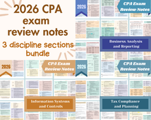 Load image into Gallery viewer, 2026 | CPA Exam Review Notes - 3 Discipline Sections Bundle | Digital Download | 101 Pages | 2026 Edition
