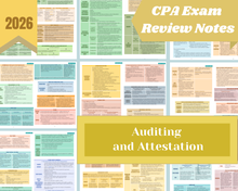 Load image into Gallery viewer, 2026 | CPA Exam Review Notes - 6 Sections Complete Bundle | Digital Download | 216 Pages | 2026 Edition
