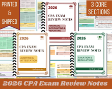 Load image into Gallery viewer, 2026 | CPA Exam Review Notes - 3 Core Sections Bundle | Printed &amp; Shipped | 115 Pages | 2026 Edition
