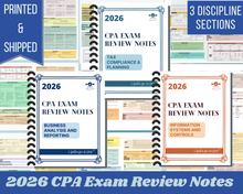 Load image into Gallery viewer, 2026 | CPA Exam Review Notes - 3 Discipline Sections Bundle | Printed &amp; Shipped| 101 Pages | 2026 Edition

