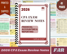 Load image into Gallery viewer, 2026 | CPA Exam Review Notes - FAR | Printed &amp; Shipped | 41 Pages | Financial Accounting and Reporting | 2026 Edition
