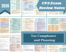 Load image into Gallery viewer, 2026 | CPA Exam Review Notes - TCP | Digital Download | 33 Pages | Tax Compliance and Planning | 2026 Edition

