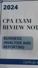 Load and play video in Gallery viewer, 2024 | CPA Exam Review Notes - BAR | Printed &amp; Shipped | 35 Pages | Business Analysis and Reporting | 2024 Edition
